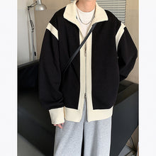 Load image into Gallery viewer, Retro Lapel Knit Colorblock Loose Jacket
