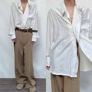 Vintage Pleated Long-sleeved Shirt