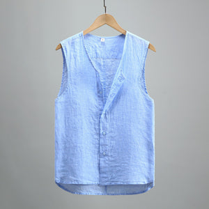 Summer Solid Color Linen Vest