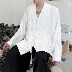 Retro Tang Suit Cord Button Long Sleeve Shirt