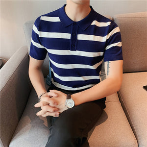 Wide Stripe Slim Fit Polo Shirt