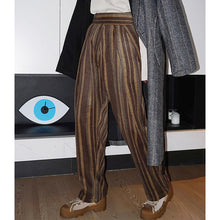 Load image into Gallery viewer, Retro Striped High-waist Casual Pants
