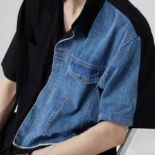 Load image into Gallery viewer, Denim Contrast Panel Short Sleeve Shirt
