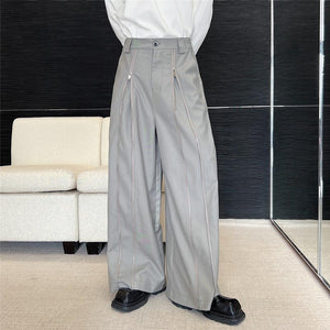 Zip Trim Loose Wide-Leg Lounge Pants