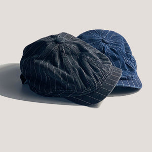 Retro Denim Striped Octagonal Hat