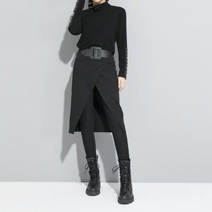 Women's Dark Fake Two-piece Pants