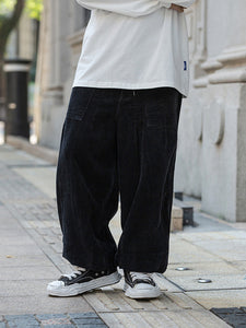 Loose Drawstring Corduroy Trousers