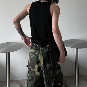 Metal Irregular Breasted Sleeveless Knit Vest