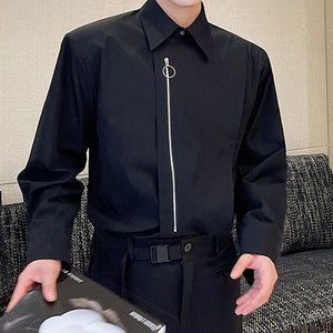 Zip-up Long-sleeved Shirt