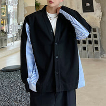 Load image into Gallery viewer, Striped Colorblock Casual Collarless Shirt Cardigan
