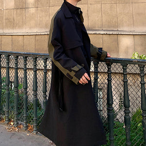 Contrast-panel Double-breasted Trench Coat