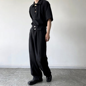 Irregular Button Tab Pants