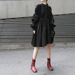 Ruched Balloon Sleeve Shirt Dress