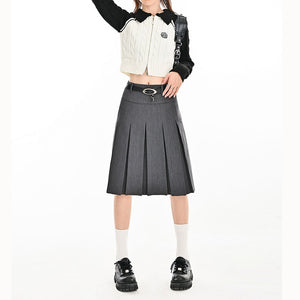 High Waist A Line Pleated Skirt