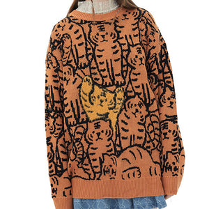 Tiger Knit Pullover Sweater