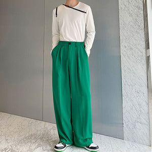 Green Drape Loose Slacks