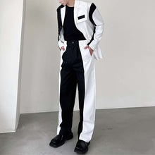 Load image into Gallery viewer, Black And White Contrast Color Two-piece Suit
