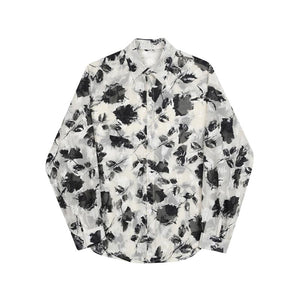 Floral Print Tulle Sheer Long Sleeve Shirt