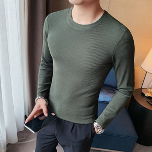 Slim Fit Crew Neck Stripe Long Sleeve T-Shirt