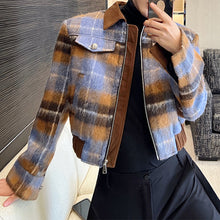 Load image into Gallery viewer, Cropped Plaid Zip Up Jacket
