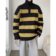 Load image into Gallery viewer, Half Turtleneck Button block Color Sweater
