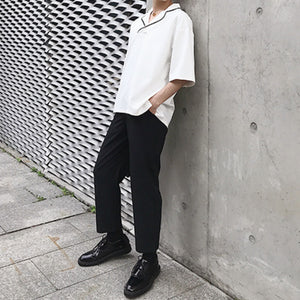 Simple Lapel Short Sleeve Pullover Shirt