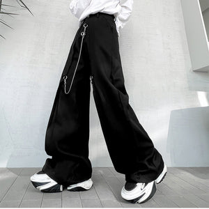 Metal Chain Trim Suit Trousers