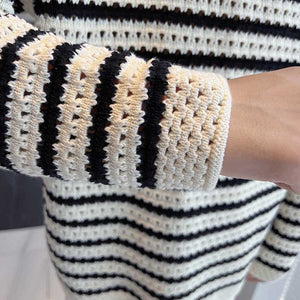 Stripes Dropped Shoulder Long Sleeves Sweater