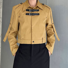 Load image into Gallery viewer, Metal Leather Buttoned Lapel Collar Short Jacket
