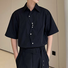 Load image into Gallery viewer, Irregular Placket Panel Short Sleeve Shirt
