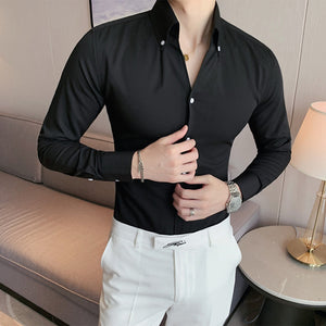 V-Neck Solid Color Slim Fit Shirt