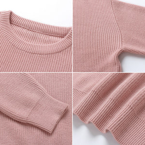 Solid Color Crew Neck Pullover Knitted Sweater