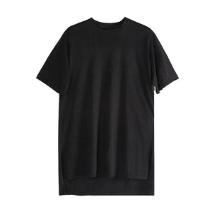 Mid Length Round Neck Short Sleeve T-Shirt