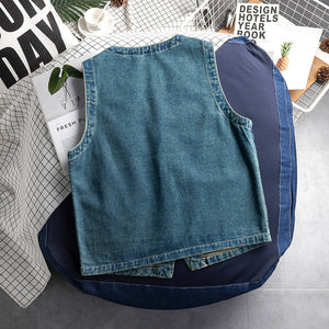 Tooling Thin Big Pocket Denim Sleeveless Vest