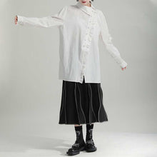 Load image into Gallery viewer, Asymmetric Collar Ruffles Mid Length Shirts
