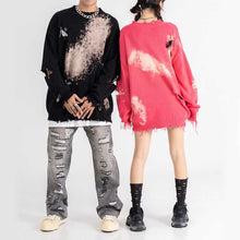 Load image into Gallery viewer, Pin Embellishments Tie-dye Ripped Couples Sweaters
