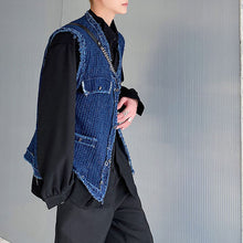 Load image into Gallery viewer, Raw Edge Multi-pocket Trim Denim Vest
