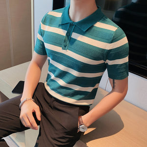 Wide Stripe Slim Fit Polo Shirt