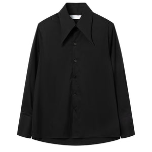 Drape Large Point Collar Long Sleeve Shirt