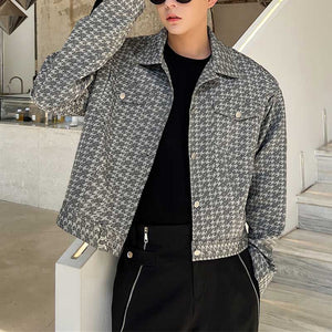 Houndstooth Lapel Cropped Jacket