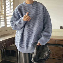 Load image into Gallery viewer, Wavy Crew Neck Solid Color Knit Sweater
