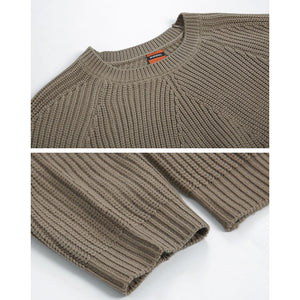 Solid Round Neck Loose Knit Sweater