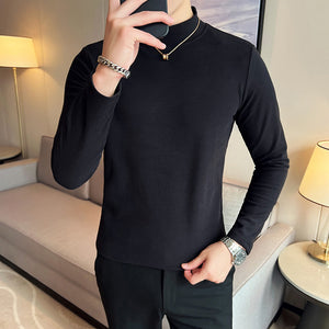 Slim Fit British Half Turtleneck Long Sleeve T-Shirt