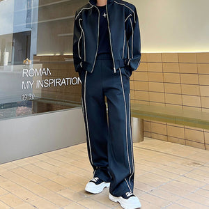 Casual Sports Suit Jacket Wide Leg Pants