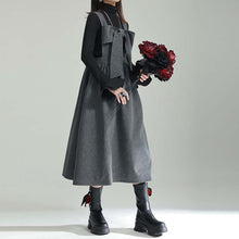 Load image into Gallery viewer, Woolen Bowknot Suspender Dress
