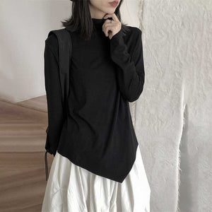 Pile Neck Irregular Hem Tops