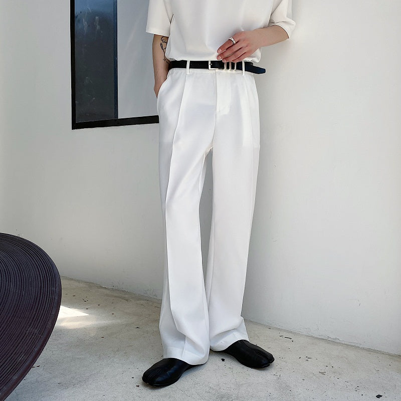 Draped Straight Casual Wide Leg Trousers