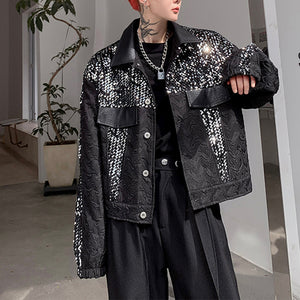 Vintage Sequin Stitching Lapel Jacket