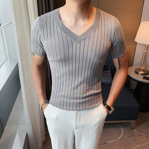 Thin Knit V-Neck Slim Top