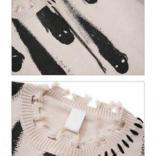 Load image into Gallery viewer, Printed Crew Neck Fringe Knit Sweater
